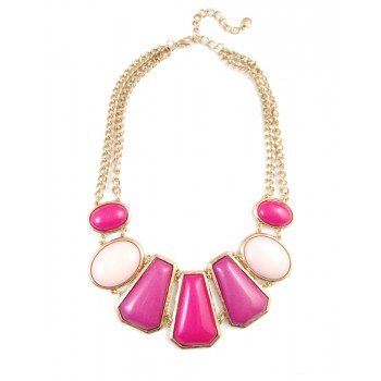 Valentina Ombre Fuchsia Pink Geometric Stones Statement Necklace